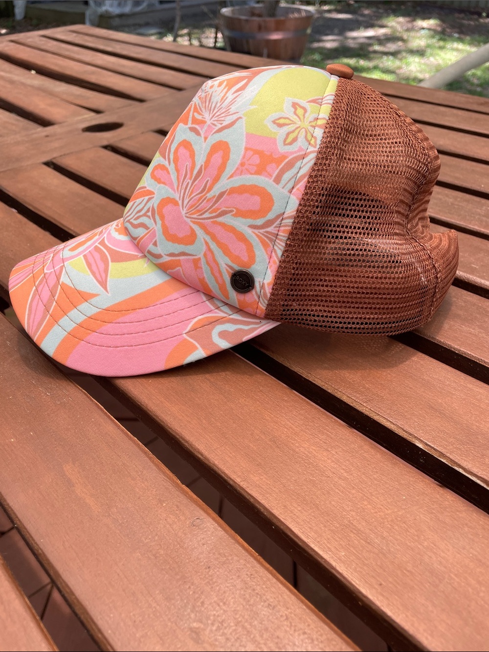 Roxy Women's Beautiful Morning Trucker Snapback Hat - Mock Orange Roxy Delic